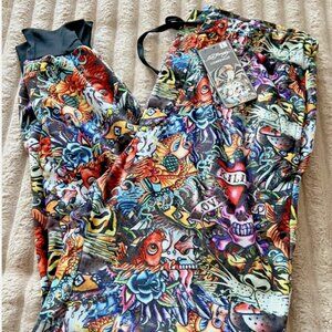 MEN'S ED HARDY LOUNGEWEAR TATTOO ART PLUSH JOGGER PANTS-LARGE-NWT!